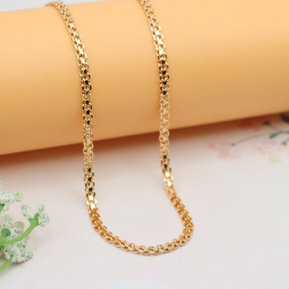 "Classic Rose Gold Flat Link Chain Necklace for Everyday Elegance, XPNL0166 - Picture 1 of 12